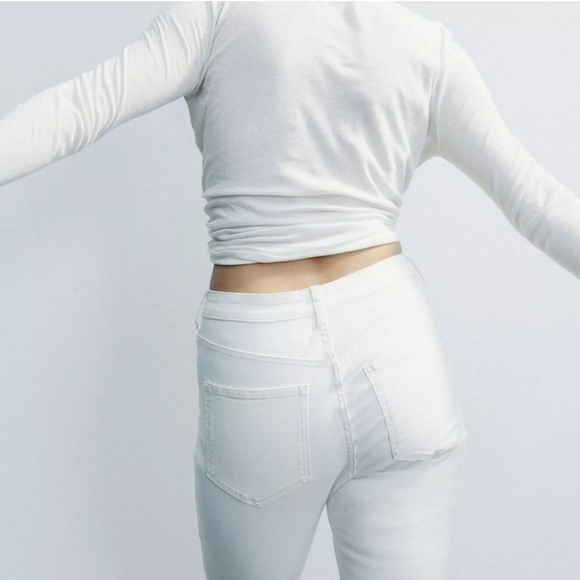 H&M White Curvy Jeggings Ultra High Waist Ankle Lenght Skinny‎ Size 2 & Denim - Picture 4 of 10
